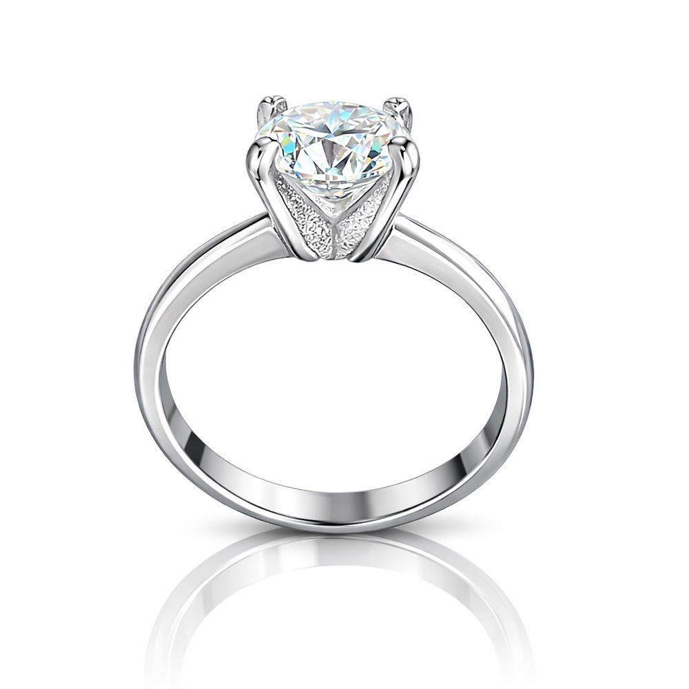 2 CTW Moissanite Silver Engagement Ring